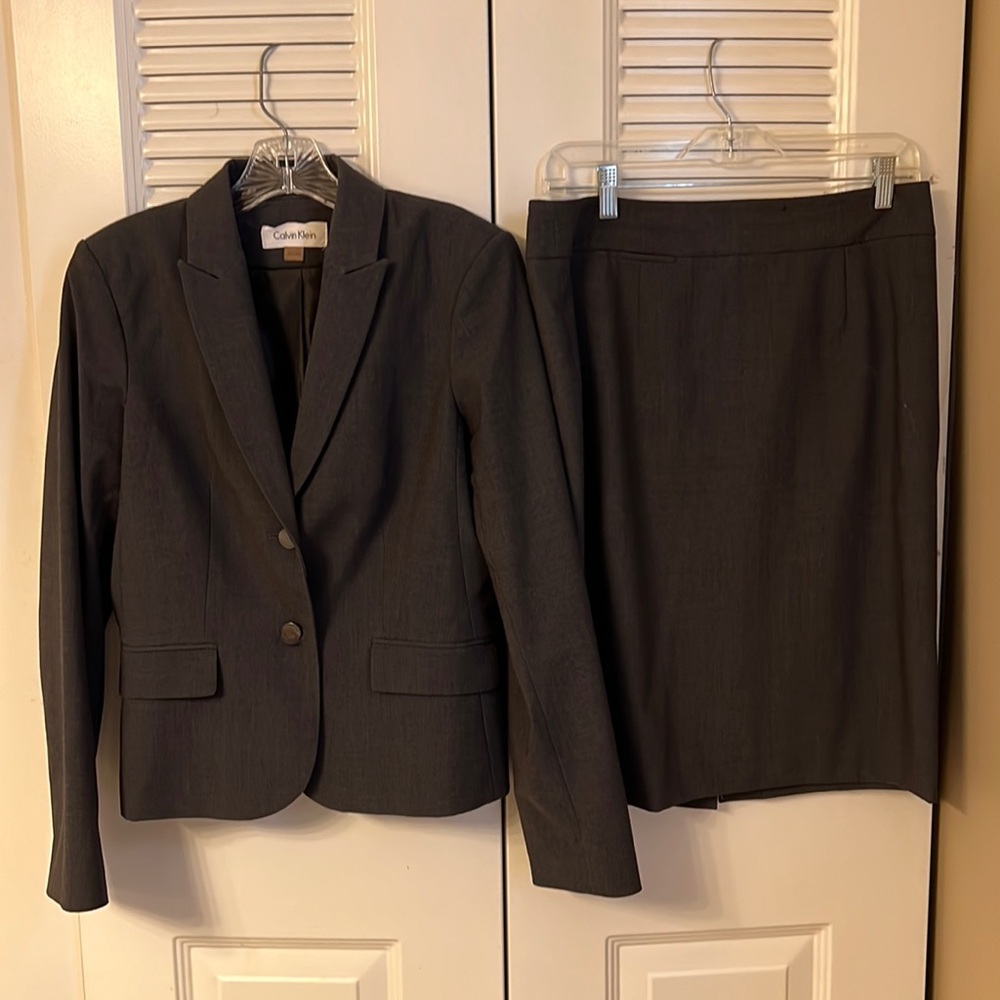Calvin Klein size 6 suit coat, size 8 skirt- also have a size 10 alternate size